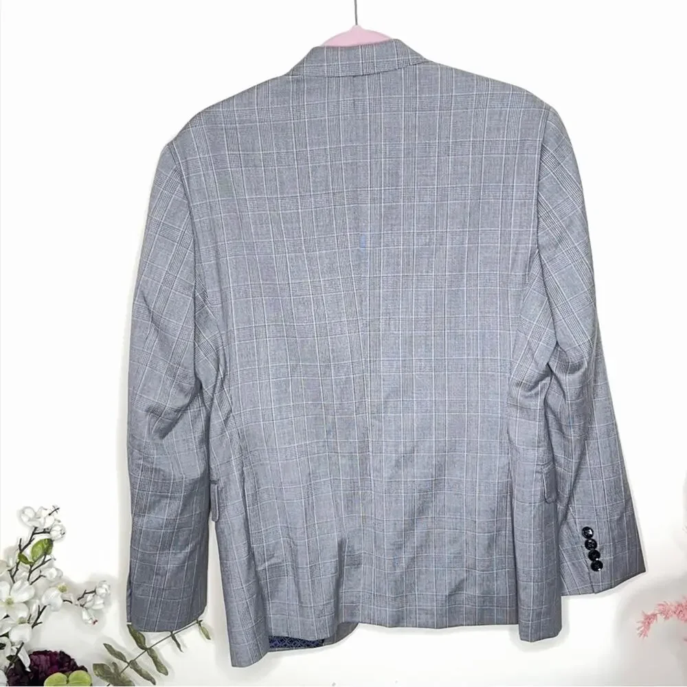 TED BAKER Endurance Roger Wool Blazer Sport Coat Gray Plaid Sz 40S $496 {3E10}